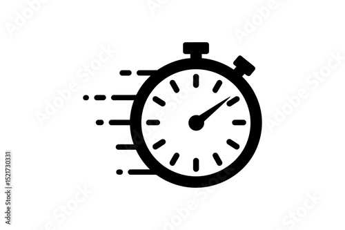Black stopwatch icon showing fast speed or deadline