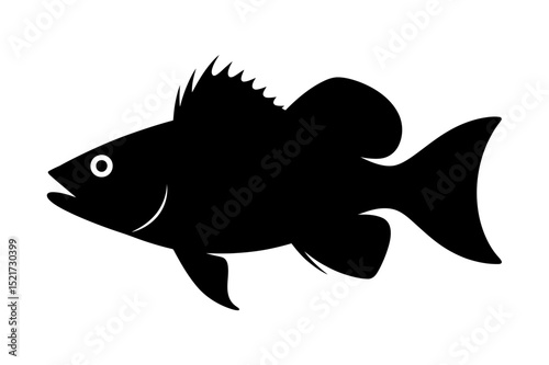 Silhouette illustration of a spiky finned fish