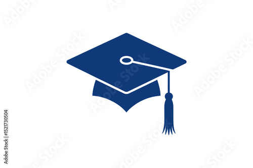 Illustration of a blue graduation cap with a tassel