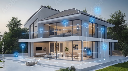 Comprehensive layout of functional design elements in smart homes incorporating IoT driven climate control energy monitoring and adaptive space utilization