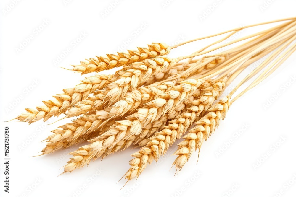 Golden wheat stalks bundle isolated on white background Golden wheat stalks bundle isolated on white background