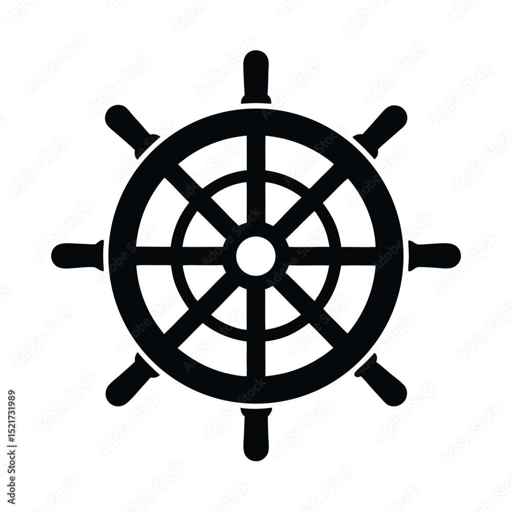Obraz premium Ship Wheel Icon Vector in Flat Clean Style