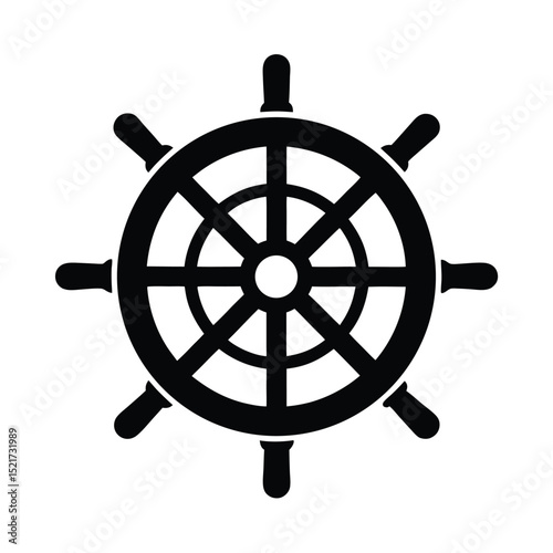 Ship Wheel Icon Vector in Flat Clean Style