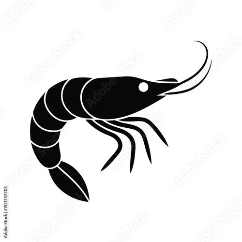 Shrimp Icon Vector in Flat Clean Style