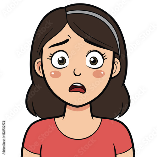 A woman looks embarrassed and is blushing, showing shyness, discomfort, and a cute reaction.