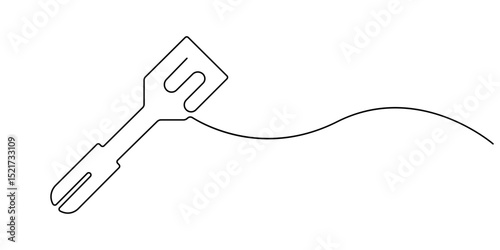 Spatula one line drawing, spatula continuous one line drawing, Continuous line drawing of spatula. Single line of spatula illustration, Continuous one line kitchen spatula vector illustration.