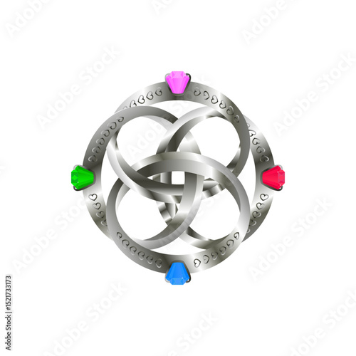Four Silver Rings with Gems