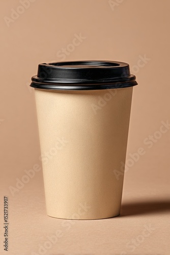 Warm Coffee Cup Against a Neutral Background Showcasing Simple Design and Coz...