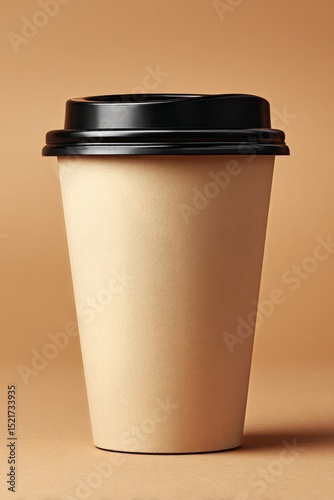 Coffee Cup Displayed Against a Smooth Beige Background in a Minimalistic Sett...