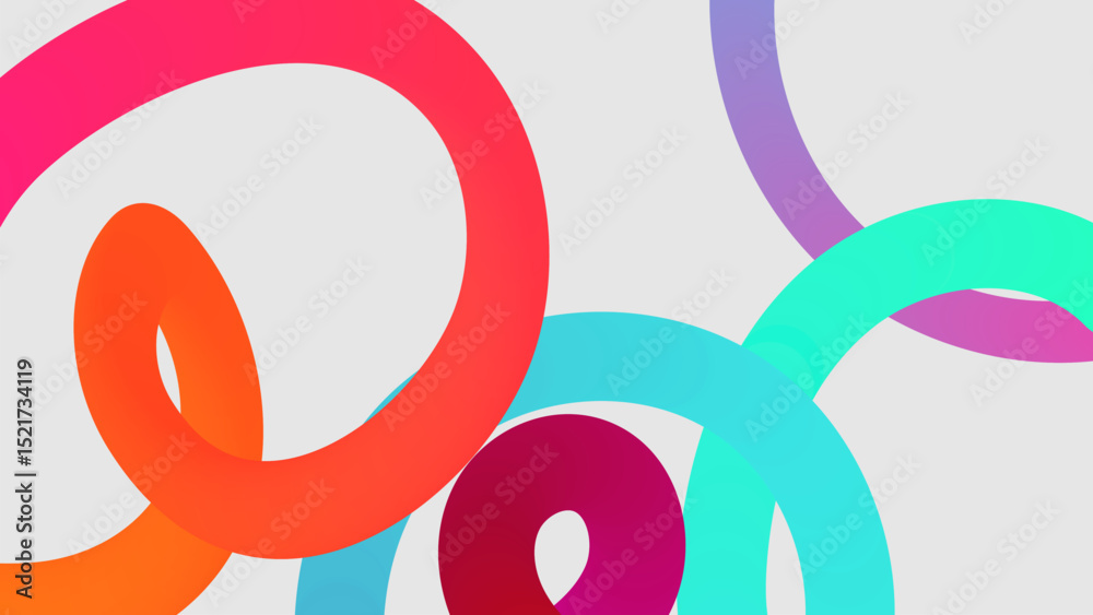 Fototapeta premium Set of vector graphic elements. Abstract shapes with smooth wavy lines, bright colors and gradient transitions.