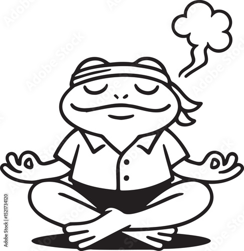 cartoon illustration of a meditating frog