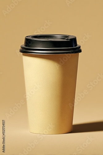 Coffee Cup Displayed Against a Smooth Beige Background in a Minimalistic Setting