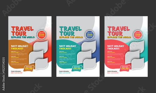 Explore the World Travel Flyer Web Banner Leaflet Poster Brochure. Summer beach holiday Social Media Promotional Ads Design, beautiful travel flyer template.