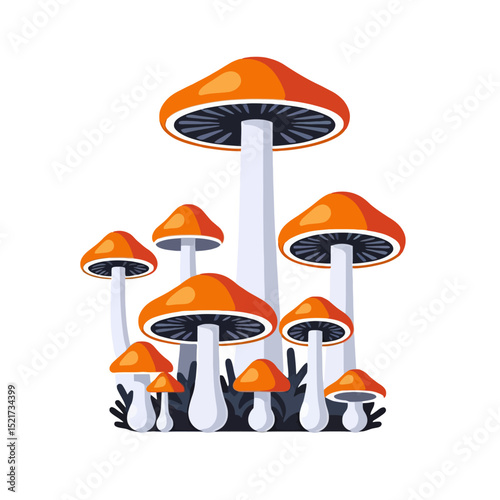 Orange Mushroom Cartoon Illustration-Vibrant Forest Fungi-Fun Graphic Design-Nature Inspired Art-Whimsical Mushroom Patch-Colorful Mushroom Clipart-Mushroom Image for Projects
