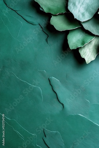 Soft cyan gradient background with light pastel green paper texture and subtle leaf accents creates a serene and calming atmosphere