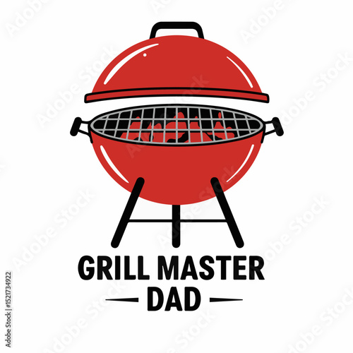 Fathers Day grill master dad gift. Red grill for barbecue party. Perfect fathers day gift for grill master dad.