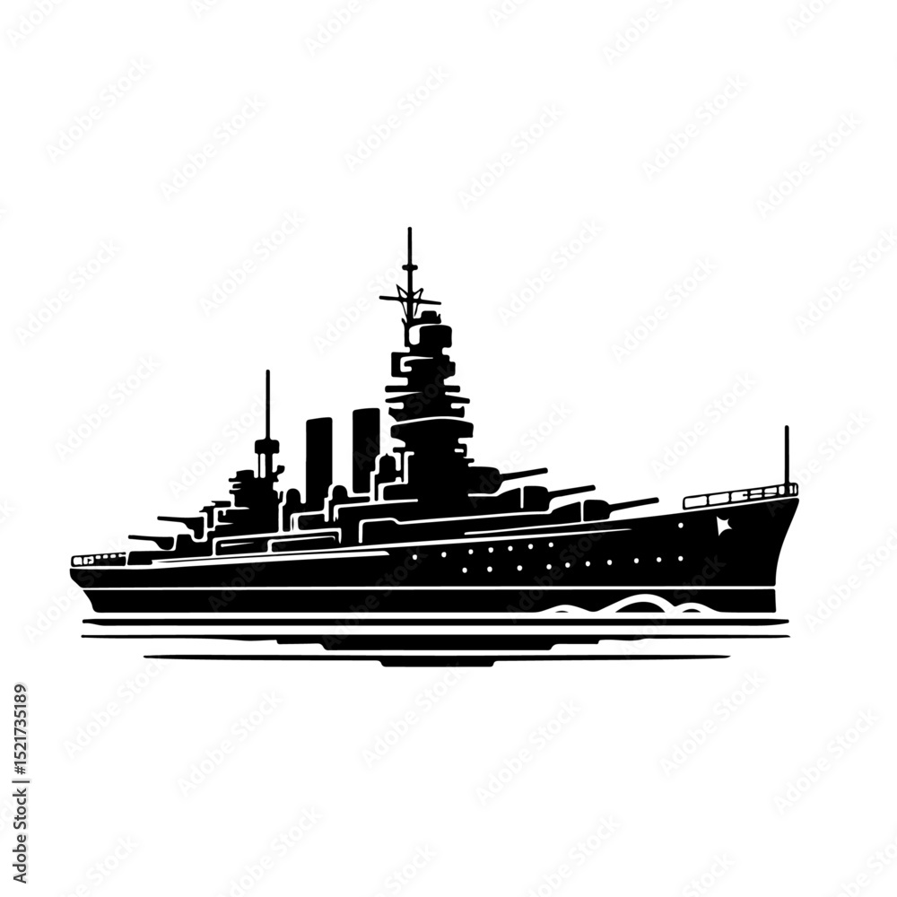 Fototapeta premium Battleship Silhouette for Naval Power and Warfare Design