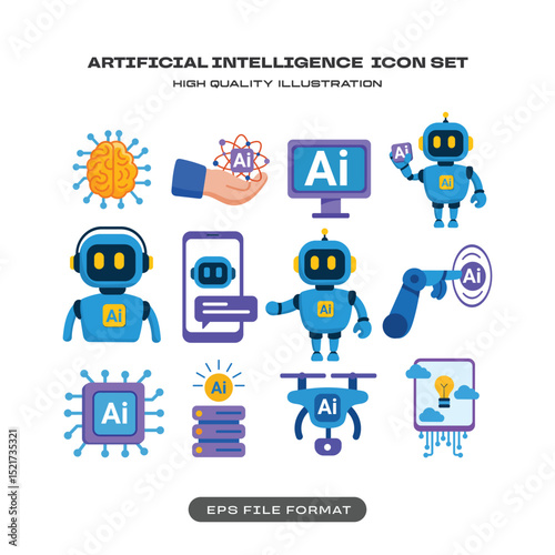 Artificial Intelligence and Robotics Icon Set