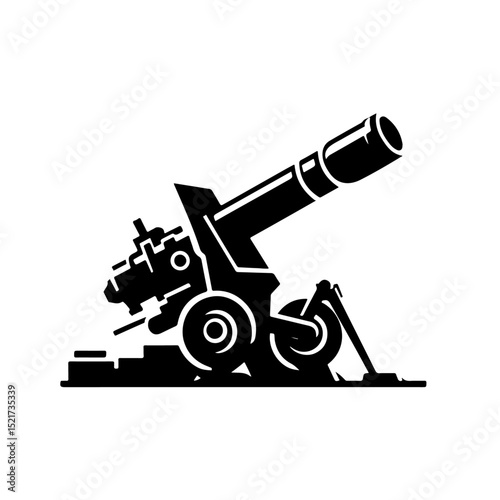 Howitzer Artillery Silhouette for Military and Warfare Design