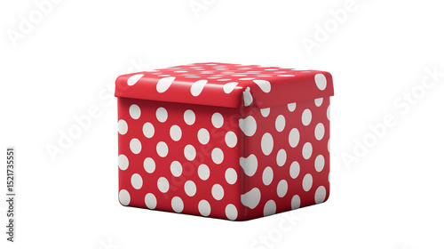 A playfully wrapped present box covered with on transparent background