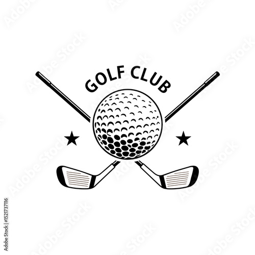 Golf Club Logo With Crossed stick and a golf ball
