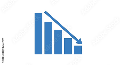 A simple Blue bar graph showing a declining trend on a white background.
