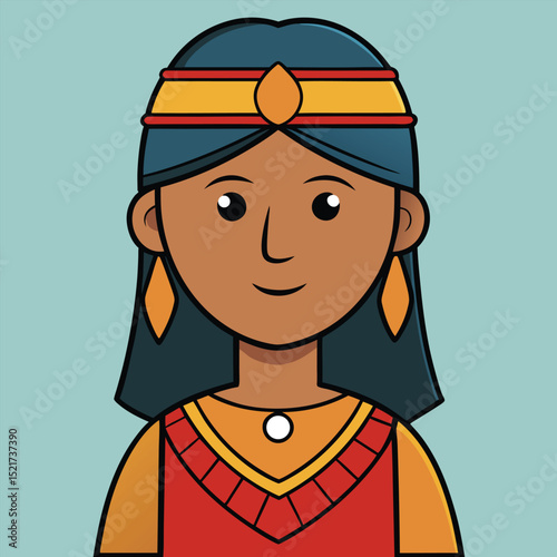 A woman representing indigenous culture with specific traditional elements, highlighting unique heritage and roots.