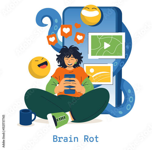 Brain Rot. Flat Vector Illustration