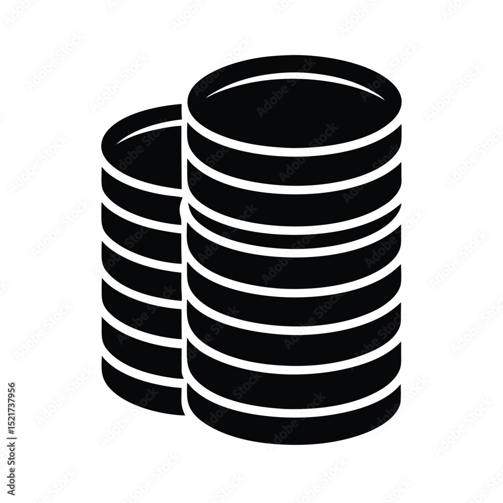 Stack of Coins Icon Vector in Flat Clean Style