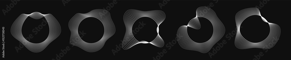 Set of round curved frames with dynamic wavy stripes