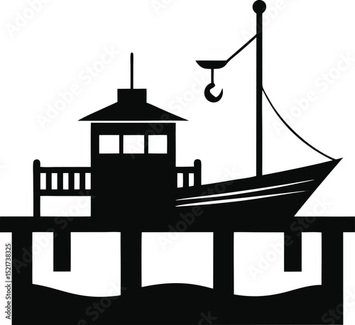 dock with fishing boat 