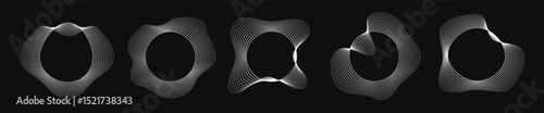 Set of round curved frames with dynamic wavy stripes