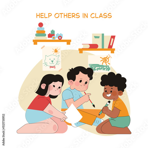 Preschool Education. Flat Vector Illustration