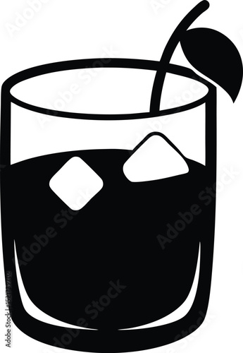 negroni cocktail black silhouette on white background