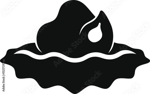 oyster on ice black silhouette on white background