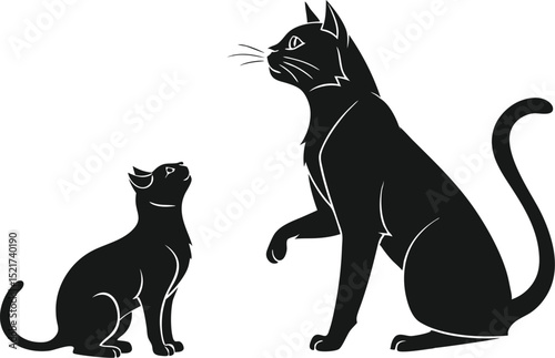 Minimalist Black Cat Silhouettes in Sitting and Standing Poses
