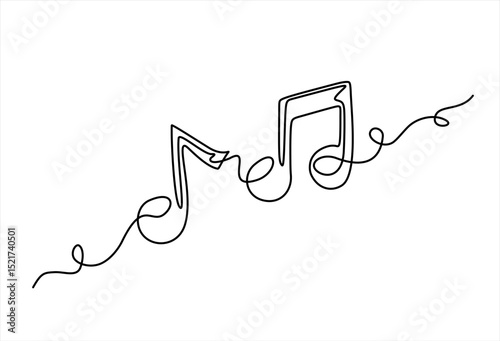 Musical Note Continuous Line Illustration. Hand drawn one line vector. Editable stroke	