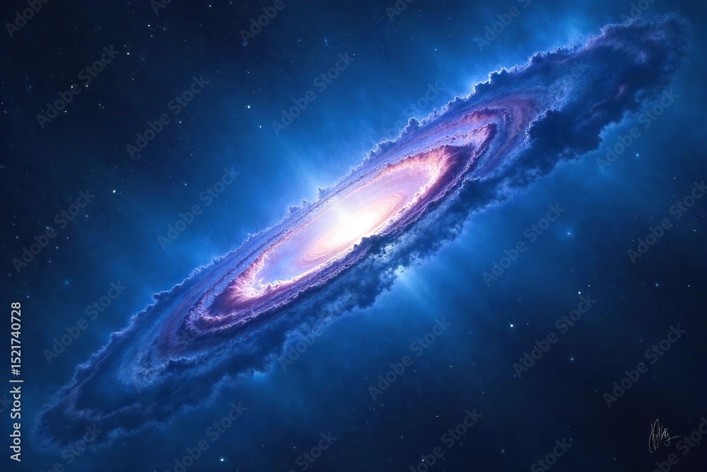 Obraz premium Vast expanse of blue nebula, swirling cosmic dust and gas clouds illuminate the dark void of space Perfect for science fiction, astronomy, and fantasy projects , cosmos, cosmic, interstellar