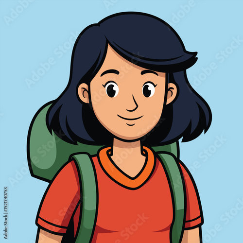 A woman wears a backpack, ready for travel and adventure, perfect for exploring, hiking, or new journeys.