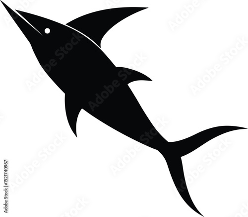 swordfish slice black silhouette on white background