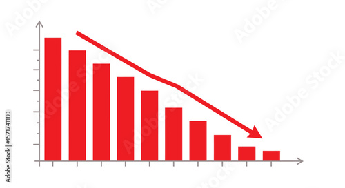 Konstfotografi A simple red bar graph showing a declining trend on a white background