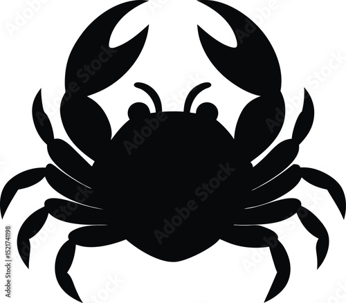 whole crab black silhouette on white background