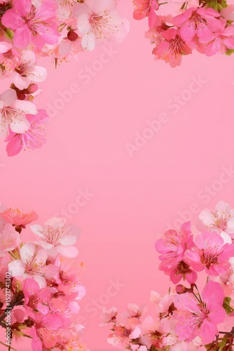 Wallpaper Mural Cherry Blossoms Frame Bright Pink Background for Spring Celebration Torontodigital.ca