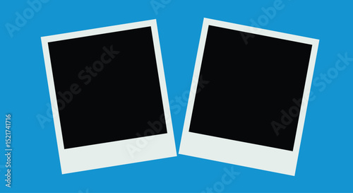 Realistic photo frames old paper design blank black photos with white frames.