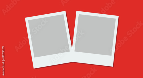 Realistic photo frames old paper design blank black photos with white frames.