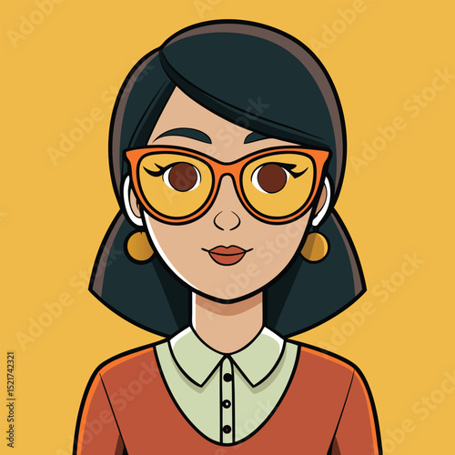 A woman wears fashionable glasses with cool frames, showing smartness and a sense of modern style.