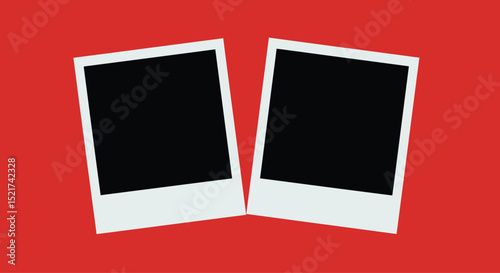 Realistic photo frames old paper design blank black photos with white frames.