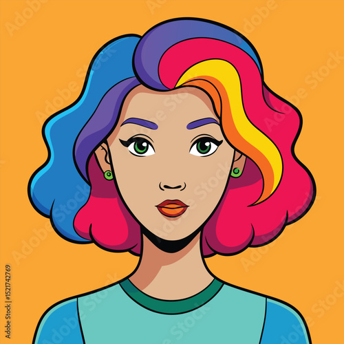A stylish woman has bold, bright colored hair that stands out, showing off a fun and unique look.