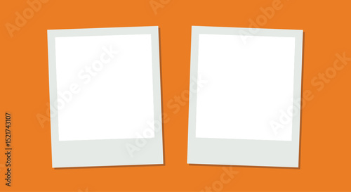Realistic photo frames old paper design blank black photos with white frames.