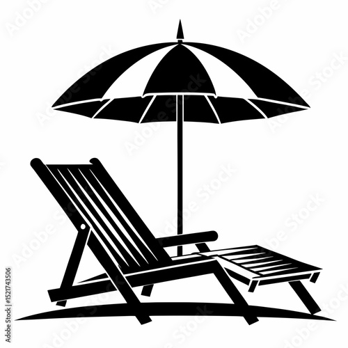beach chair and umbrella